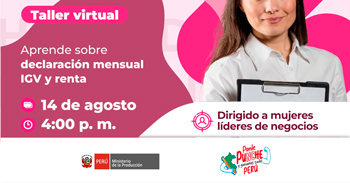 Taller online "Aprende sobre declaración mensual IGV y renta" del Produce