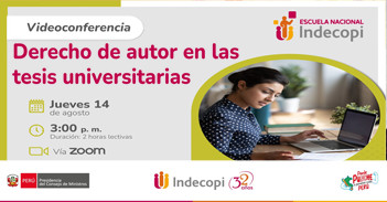Videoconferencia online gratis "Derecho de autor en las tesis universitarias" del INDECOPI