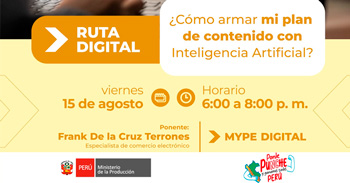 Webinar online gratis "Cómo armar mi plan de contenido con Inteligencia Artificial" de PRODUCE