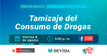  Webinar online gratis "Tamizaje del consumo de drogas." de DEVIDA