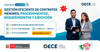  Capacitación presencial "Gestión eficiente de contratos menores: Procedimientos, requerimientos y ejecución"