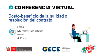 Conferencia virtual gratuita "Costo-beneficio de la nulidad o resolución del contrato" del OECE