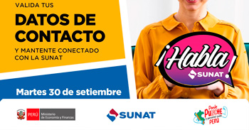 Evento online gratis "Valida tus datos de contacto y mantente conectado con la sunat" de la SUNAT