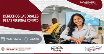 Capacitación online gratis "Derechos Laborales de las personas con PCD" de la DRTPE de San Martín