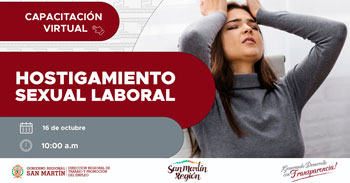 Capacitación online gratis "Hostigamiento sexual laboral" de la DRTPE de San Martín