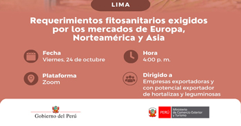  Capacitación virtual "Requerimientos sanitarios exigidos por los mercados de Europa, USA y ASIA" 