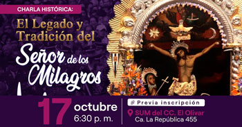 Charla presencial gratis "El legado y tradición del Señor de los Milagros" de la Municipalidad de San Isidro