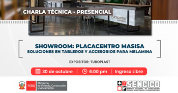 Charla presencial "Showroom Placacentro Masisa" del Sencico 