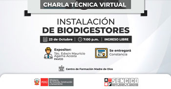 Charla online gratis "Instalación de Biodigestores" del SENCICO