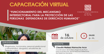 Conferencia online Funcionamiento del mecanismo interseccional para la protección de las personas defensoras de DDHH