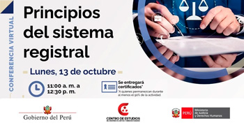 Conferencia online "Principios del sistema registral" del MINJUSDH