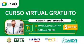  Curso online gratis "Asistente de Tesorería" de la Municipalidad de Mala