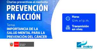  Charla online gratis "Importancia de la salud mental para la prevención del cáncer" del INEN