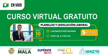  Curso online gratis "Planillas y Legislación Laboral" de la Municipalidad de mala